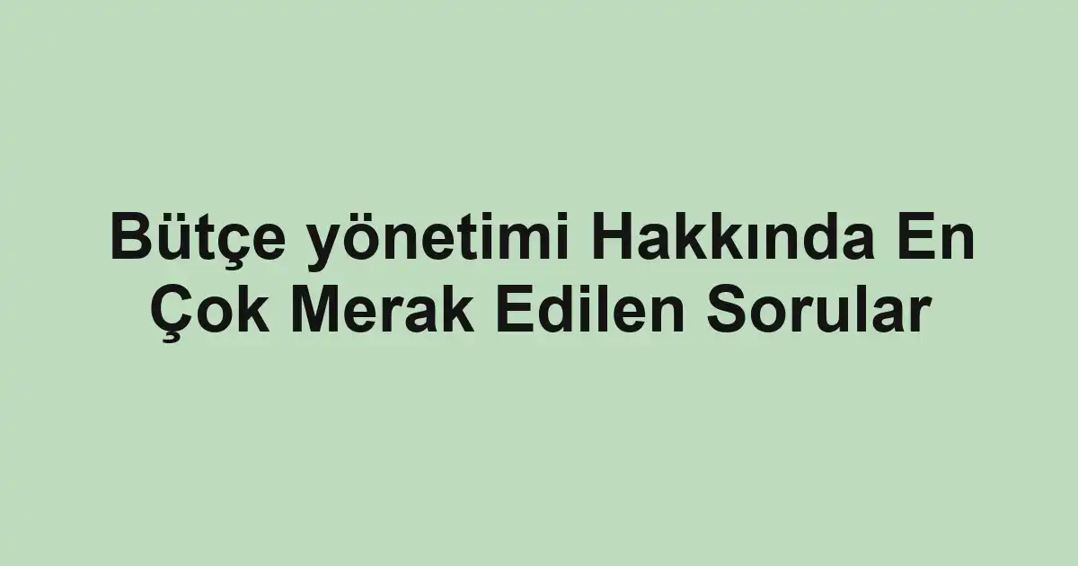 Bütçe yönetimi Hakkında En Çok Merak Edilen Sorular