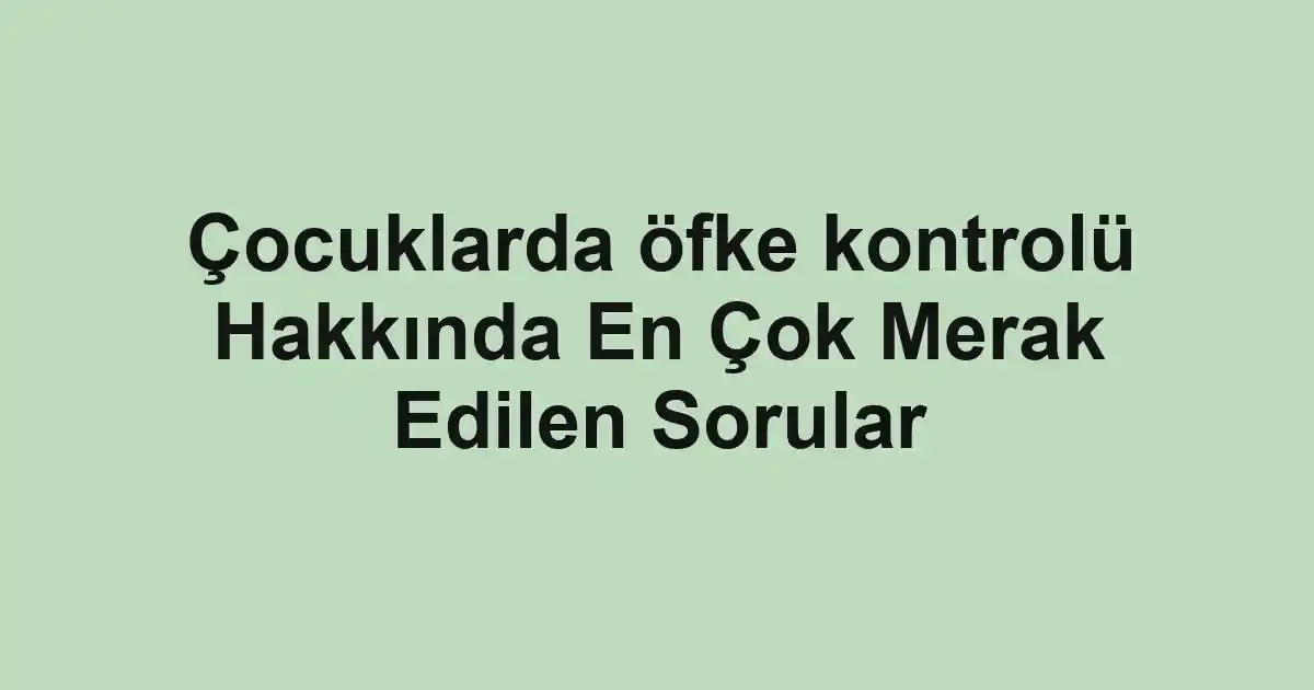Çocuklarda öfke kontrolü Hakkında En Çok Merak Edilen Sorular