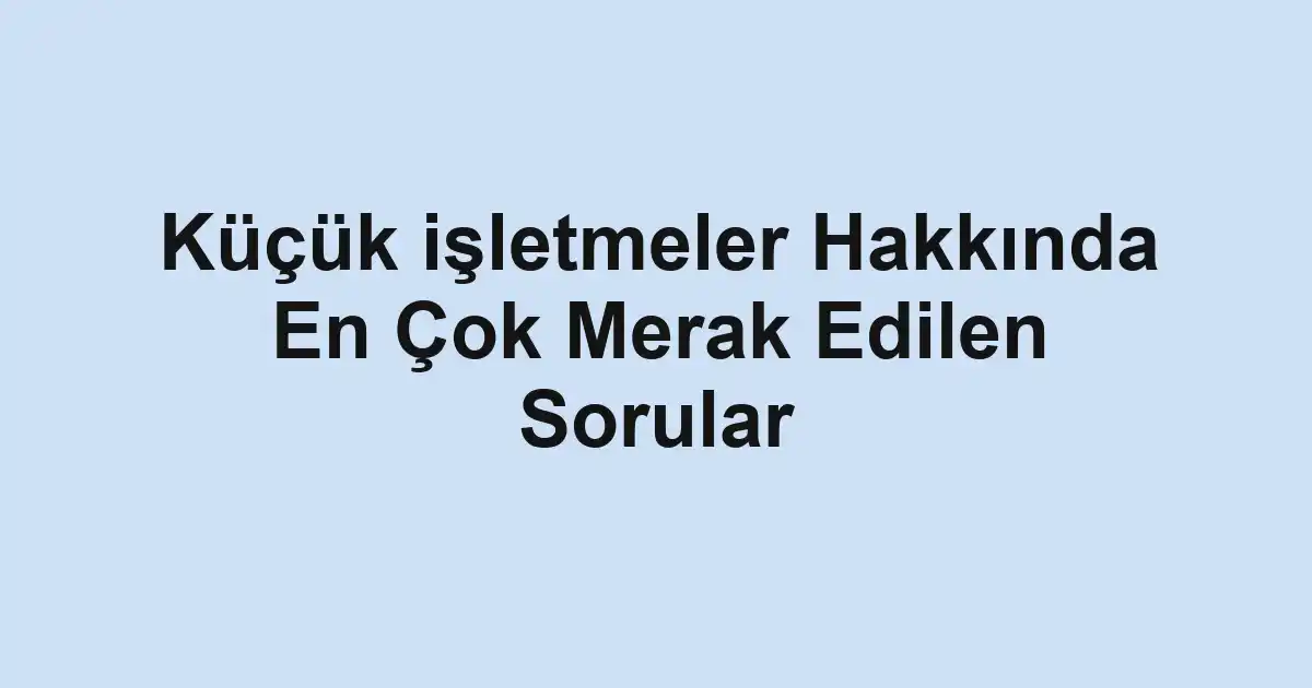 Küçük işletmeler Hakkında En Çok Merak Edilen Sorular